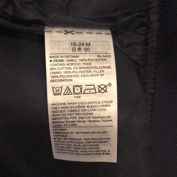 Baby Gap Puffer Vest Size 18-24 mos Boy Blue Corduroy Top and Pockets - Picture 9 of 10